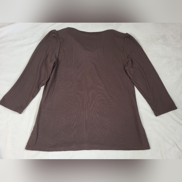 Denver Hayes 3/4 Sleeve Henley Shirt. Brown Size Large. - Picture 4 of 9